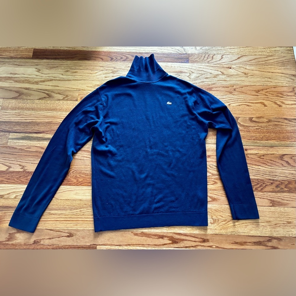 Lacoste Men's Navy Merino Wool Turtleneck Sweater - size 5 or Large